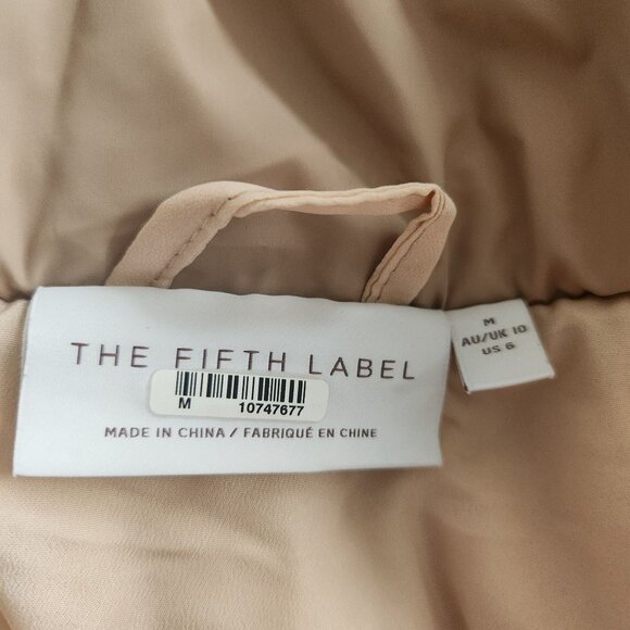 The Fifth Label Womens Beige Puffer Jacket High Collar & Snap Closures Medium - Picture 6 of 11